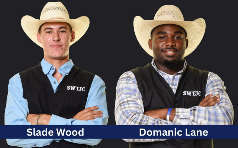 SWTJC Rodeo Members Slade Wood and Domanic Lane pose for a photo.